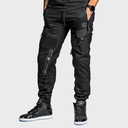 Ride Rich Unit 16 Armoured Denim Cargo Motorcycle Joggers - Black